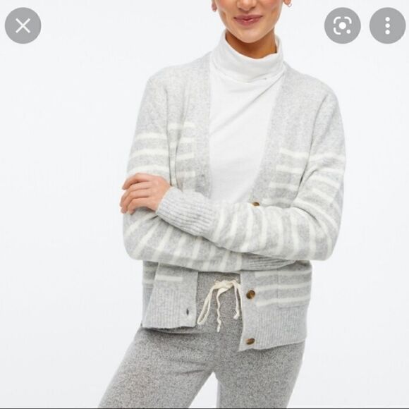 J crew striped V-neck cardigan sweater  extra soft  yarn Size XS - Picture 1 of 7